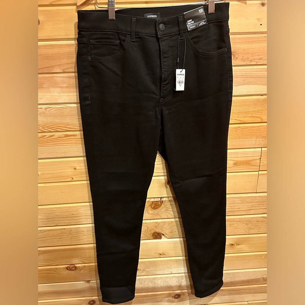 NWT! Express Skinny High Rise Super Soft Comfort Stretch Waist Pant Black 10